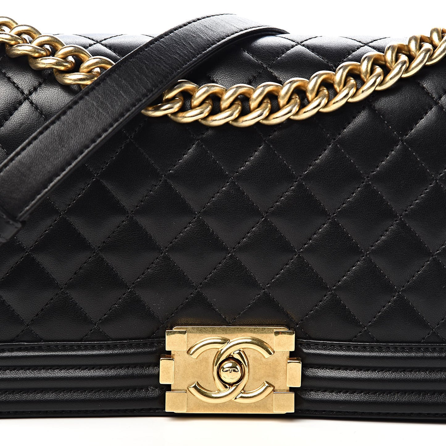 Lambskin Quilted Medium Boy Flap Black