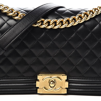 Chanel Lambskin Quilted Medium Boy Flap Black 12 of 13