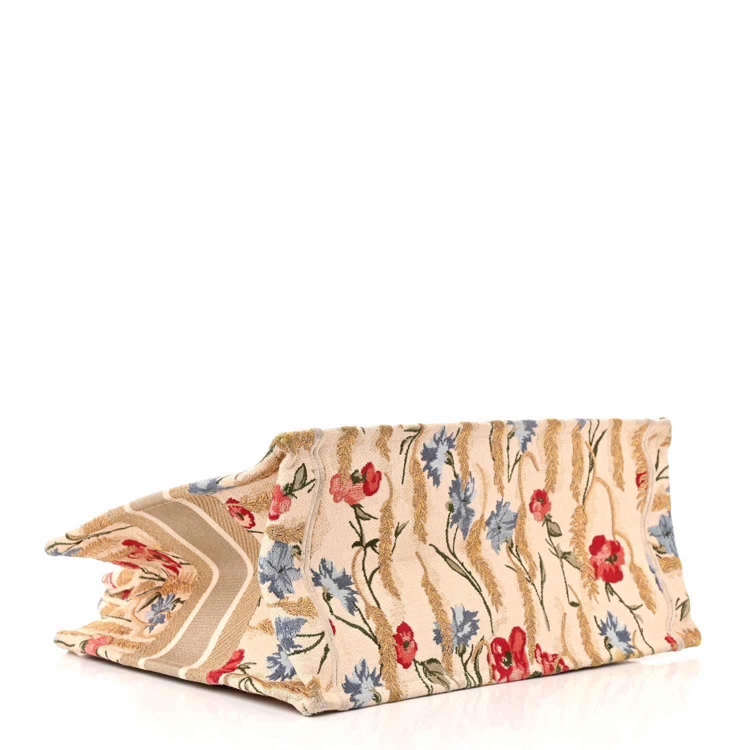 Christian Dior Canvas Embroidered Medium Hibiscus Book Tote Beige Multicolor 7 of 19