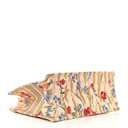 Christian Dior Canvas Embroidered Medium Hibiscus Book Tote Beige Multicolor 7 of 19