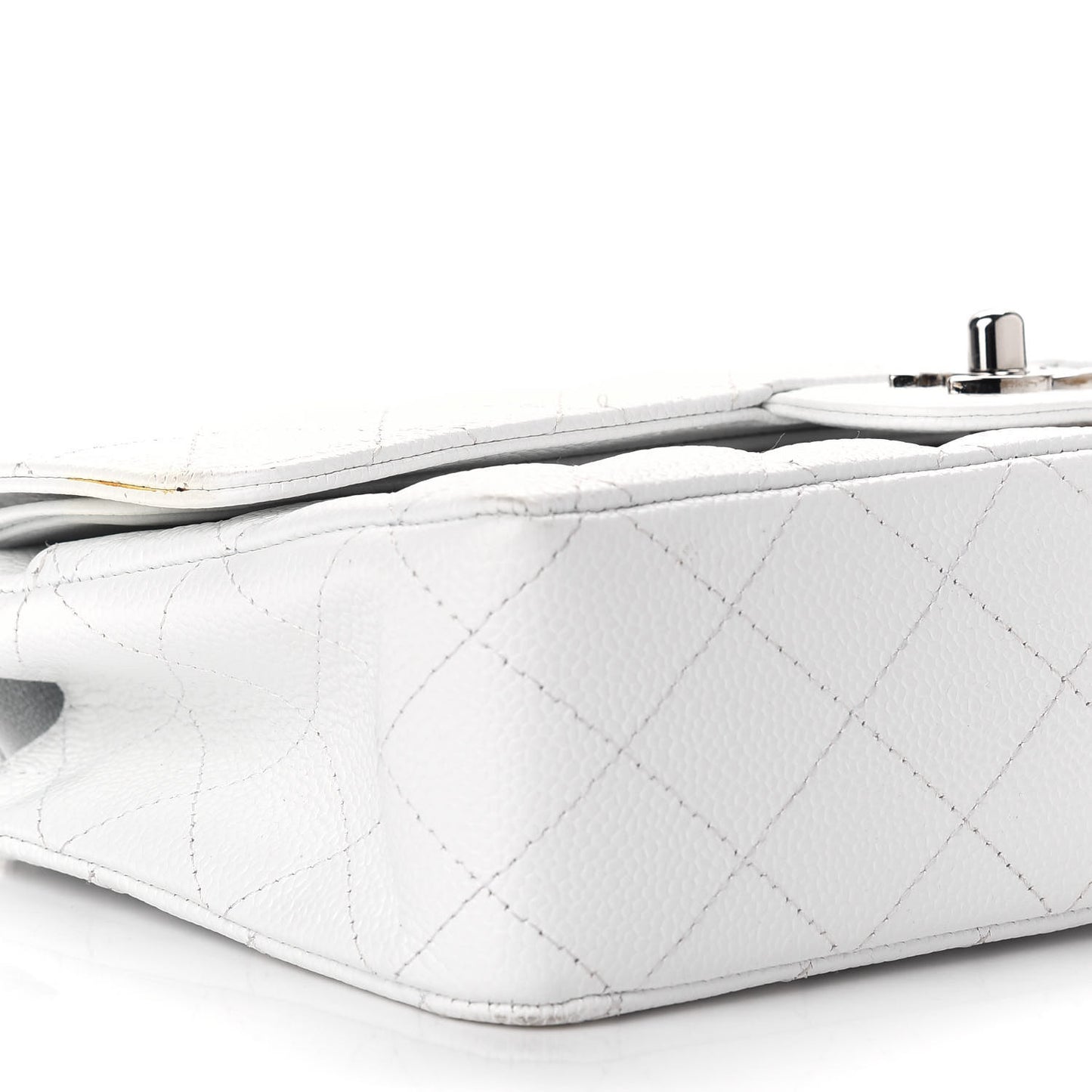 Caviar Quilted Medium Double Flap White