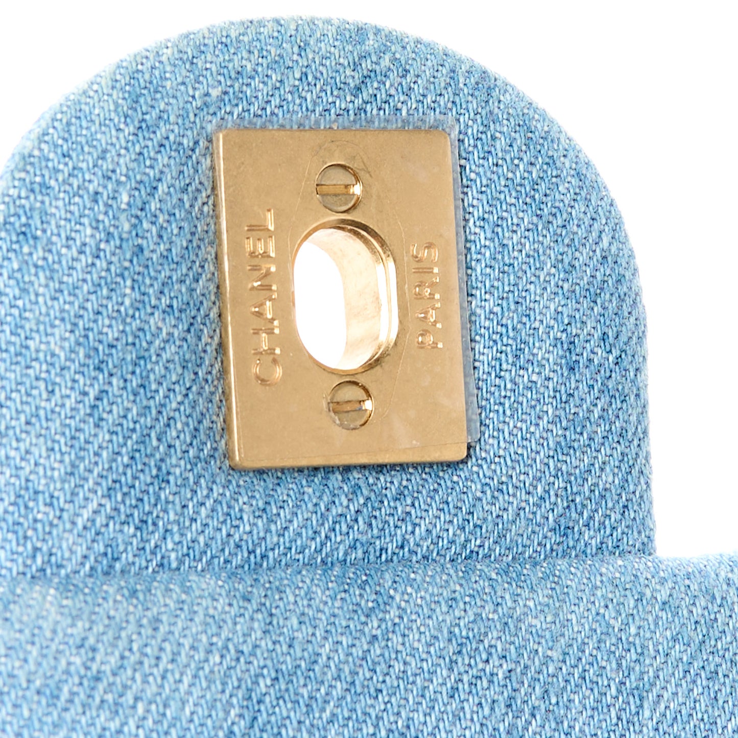 Denim Quilted Mini Pearl Crush Flap Blue