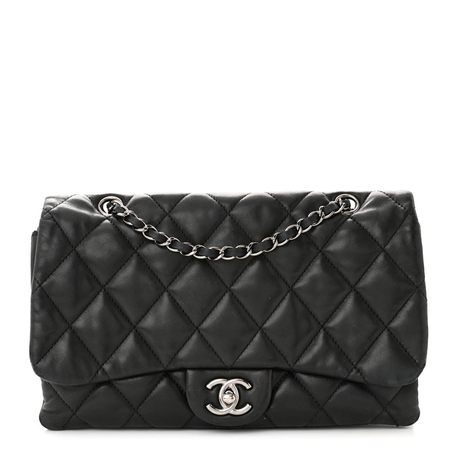Chanel Lambskin Quilted Jumbo 3 Flap Black 1 of 10