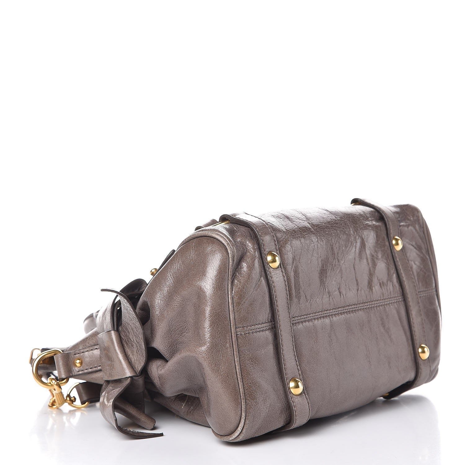 Miu Miu Vitello Lux Bow Bag Satchel Fumo 4 of 10
