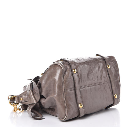 Miu Miu Vitello Lux Bow Bag Satchel Fumo 4 of 10