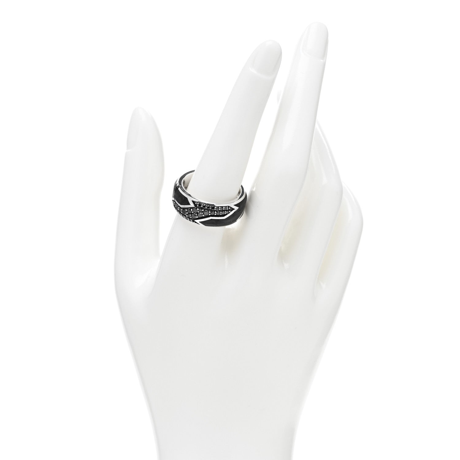 David Yurman Sterling Silver Black Diamond Forged Carbon Beveled Band Ring 60 9 2 of 5