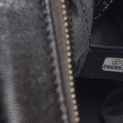 Chanel Metallic Grained Goatskin Chevron Quilted Small Gabrielle Hobo Dark Silver Gold 7 of 8