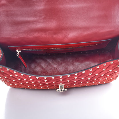 Valentino Garavani Suede Large Rockstud Spike Shoulder Bag Rubino 5 of 8
