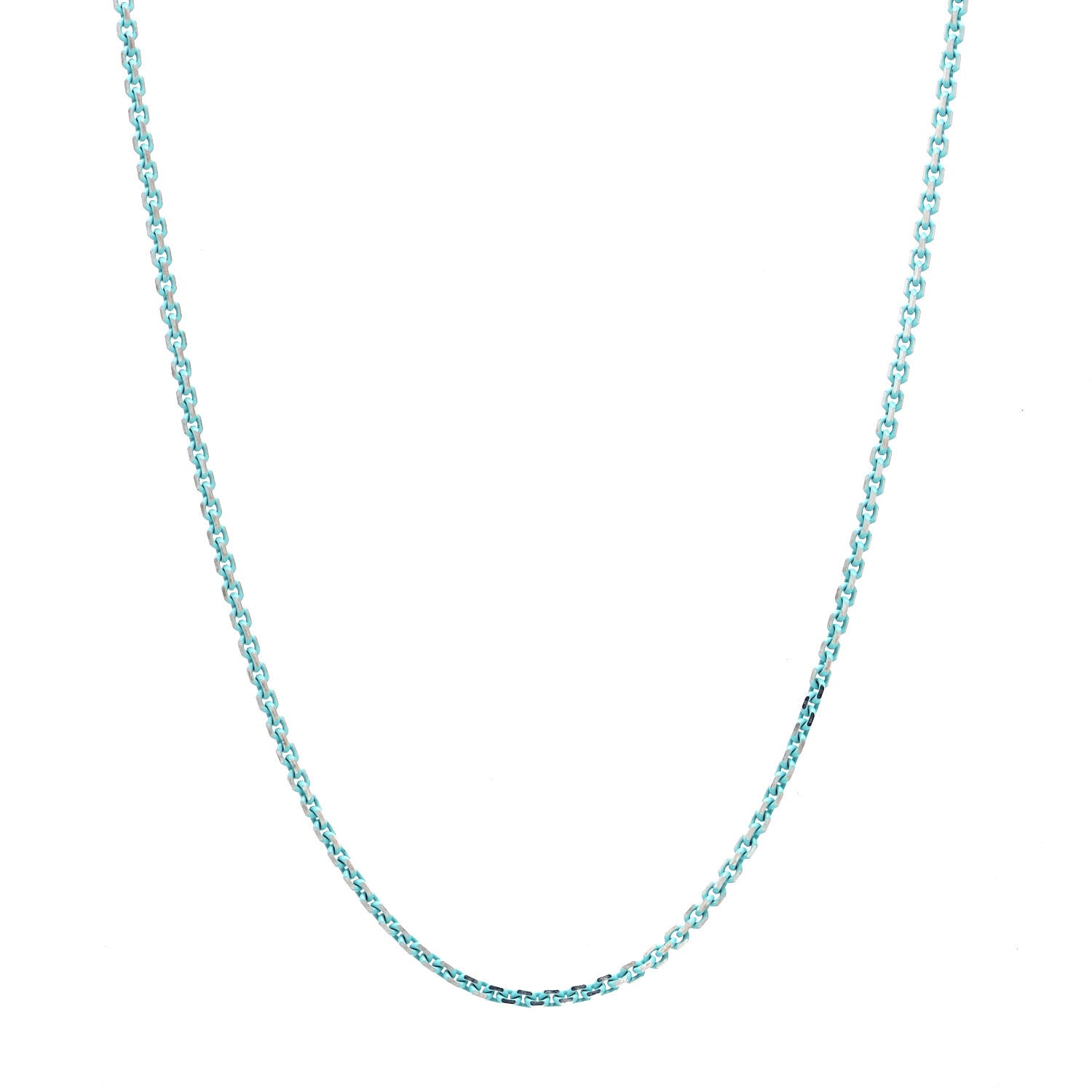 Tiffany Sterling Silver Enamel 1.75mm Chain Necklace Blue 30" 1 of 5
