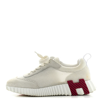 Hermes Air Mesh Suede Goatskin Bouncing Sneakers 35 White Orange Pink 1 of 12