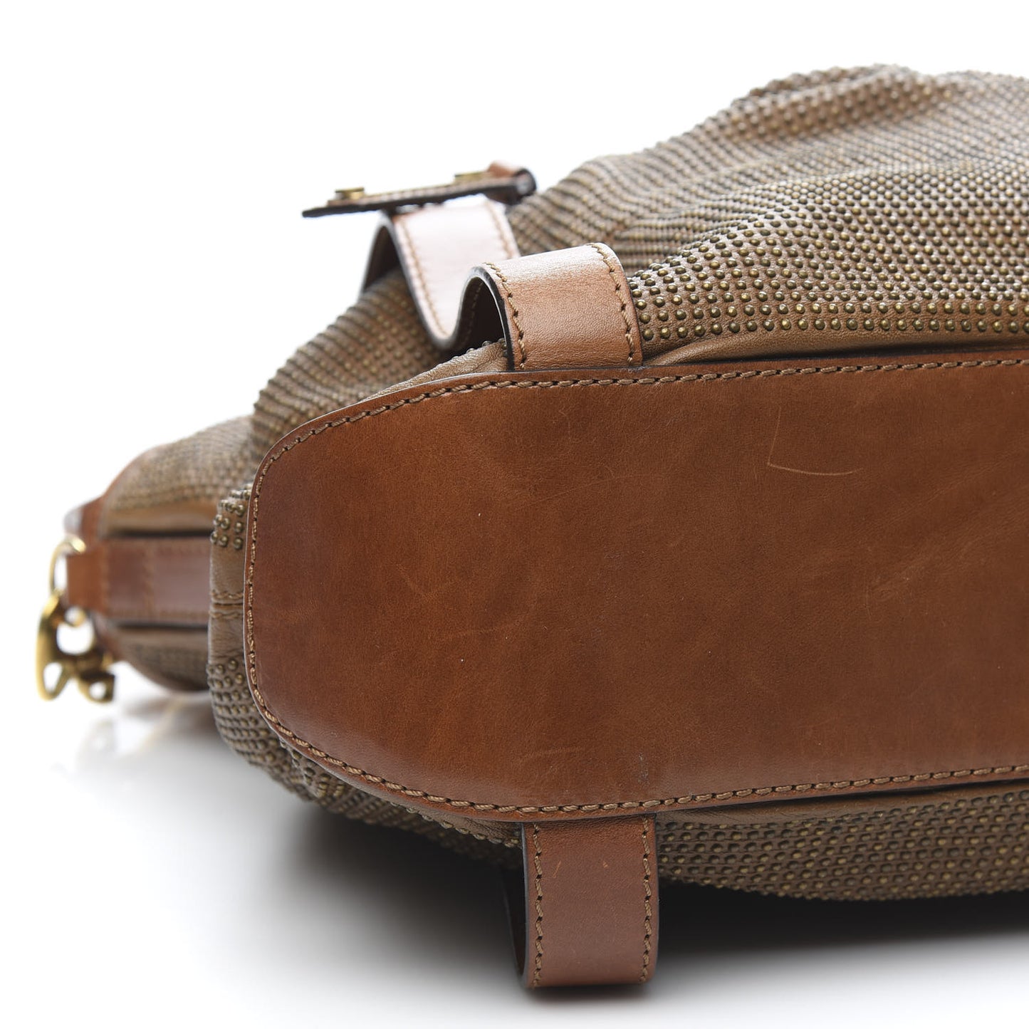 Calfskin Studded Satchel Brown
