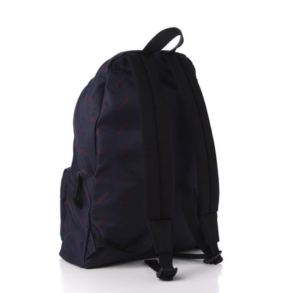 Balenciaga Twill Nylon Allover Logo Print Explorer Backpack Bleu Canopee Rouge 2 of 10