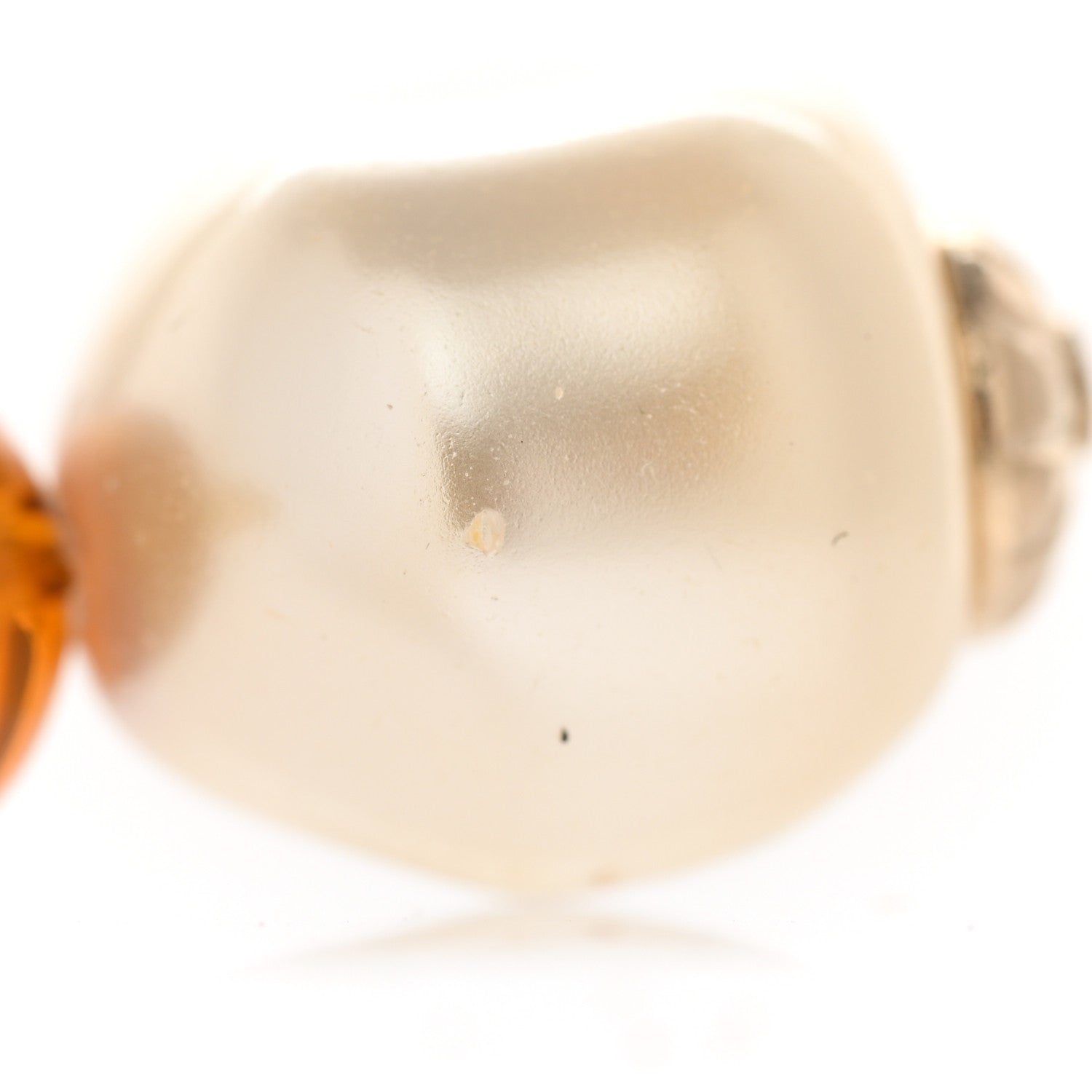Chanel Crystal Pearl Resin CC Drop Earrings Gold White Brown 5 of 6