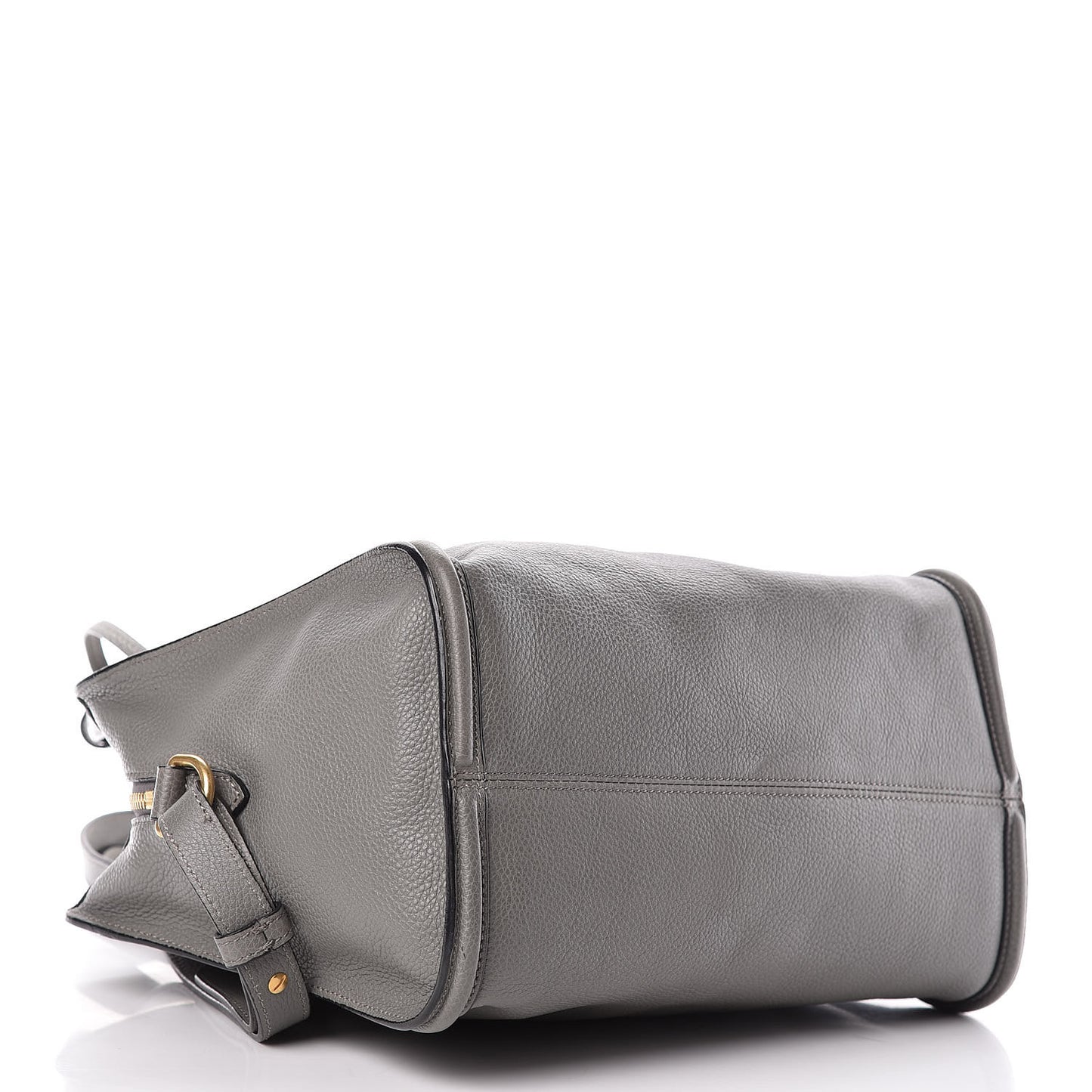 Pebbled Calfskin Small Skull Padlock Zip Around Tote Grey