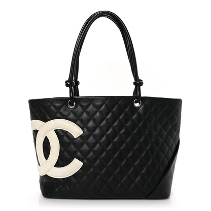 Chanel Calfskin Quilted Large Cambon Tote Black White 1 of 10