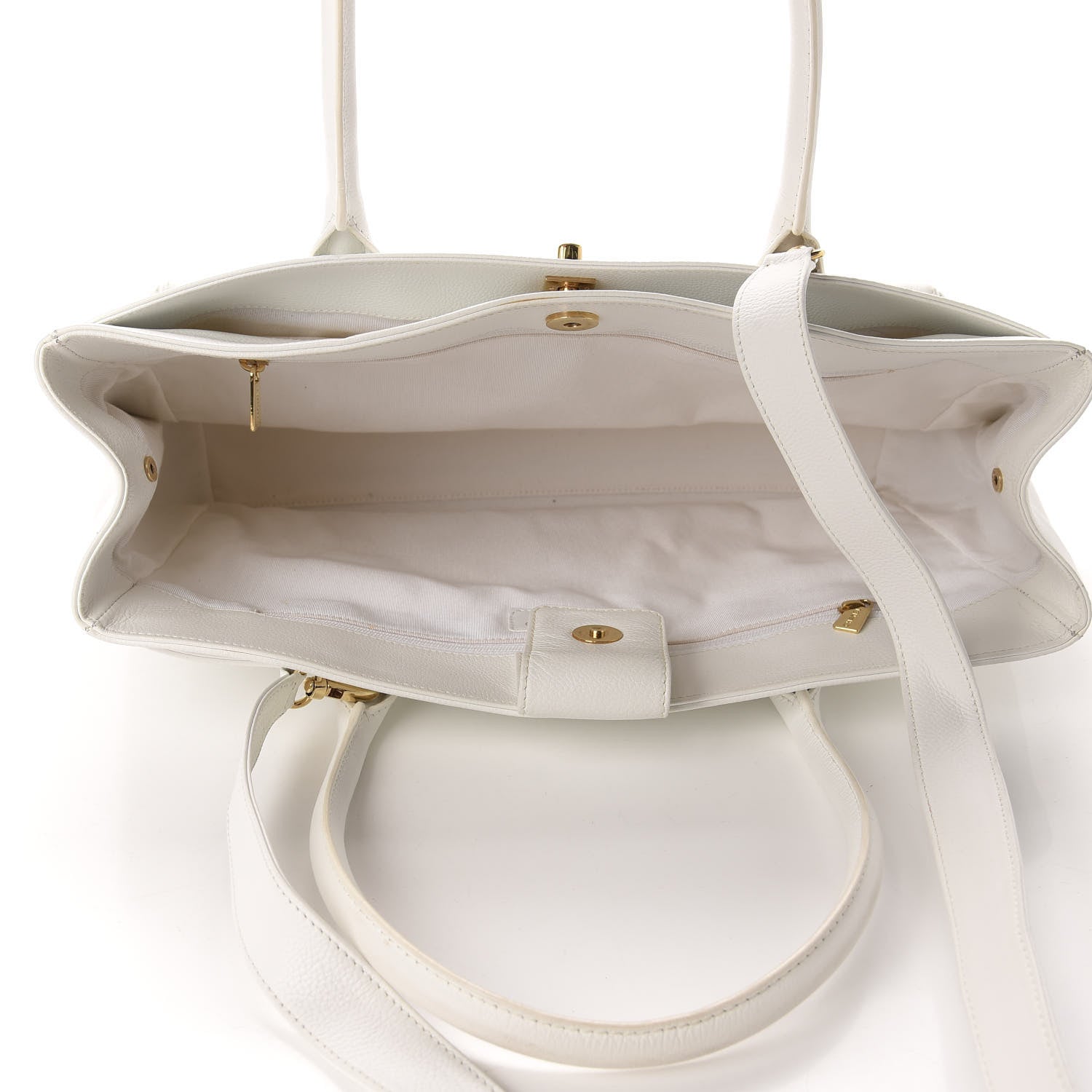 Chanel Calfskin Cerf Executive Shopper Tote White 6 of 13