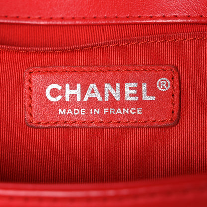 Chanel Lambskin Rubber Quilted Medium Two Tone Boy Flap Red Black 6 of 11