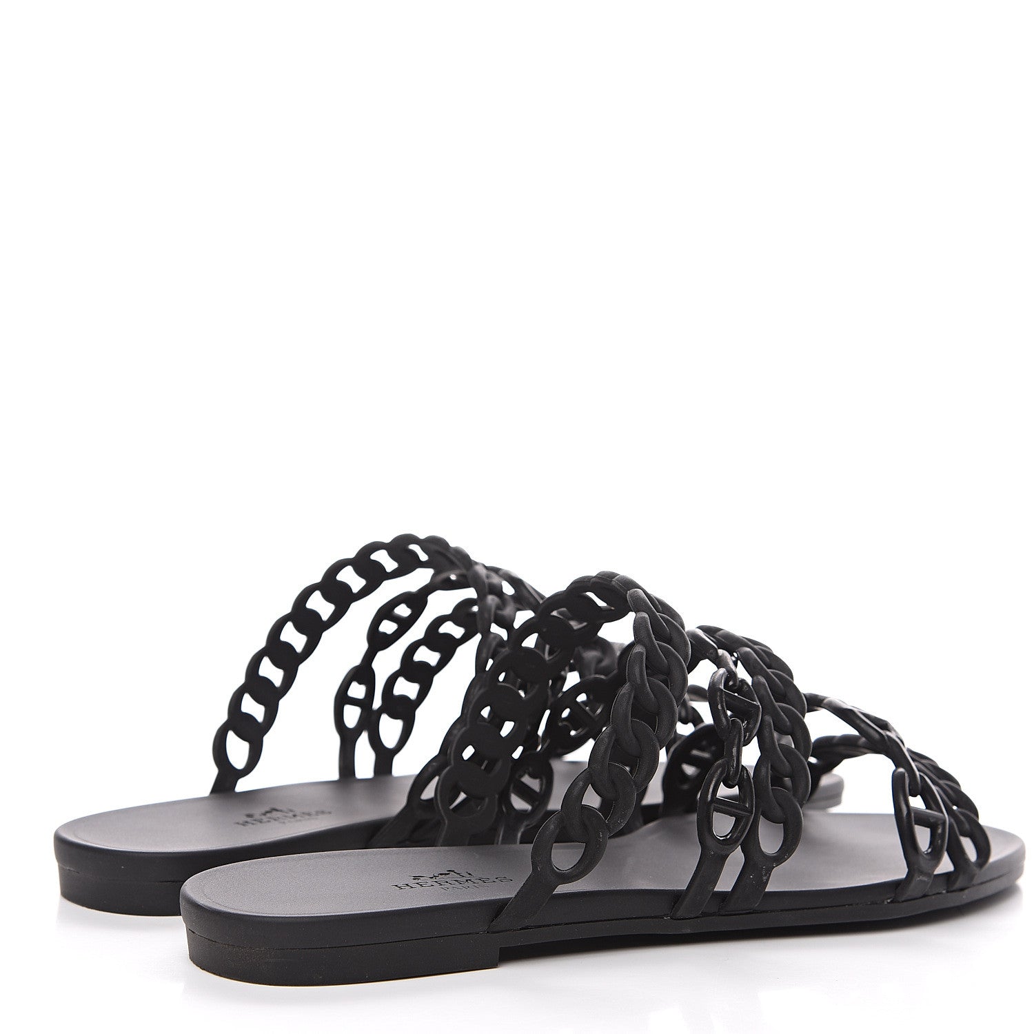 Hermes Rubber Chaine d'Ancre Nude Sandals 37 Black 4 of 8