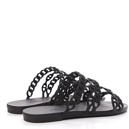 Hermes Rubber Chaine d'Ancre Nude Sandals 37 Black 4 of 8