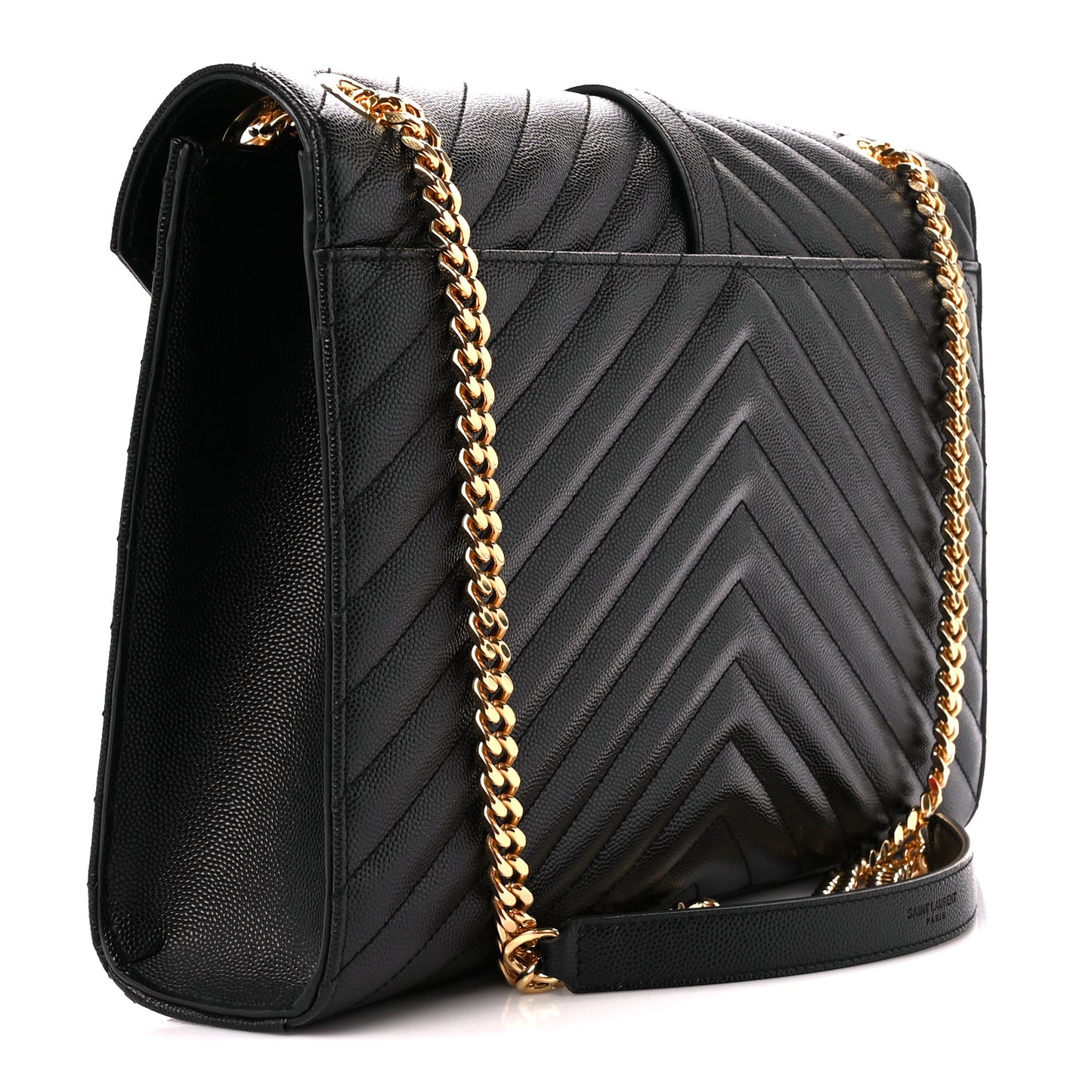 Grain De Poudre Matelasse Chevron Large Monogram Satchel Black