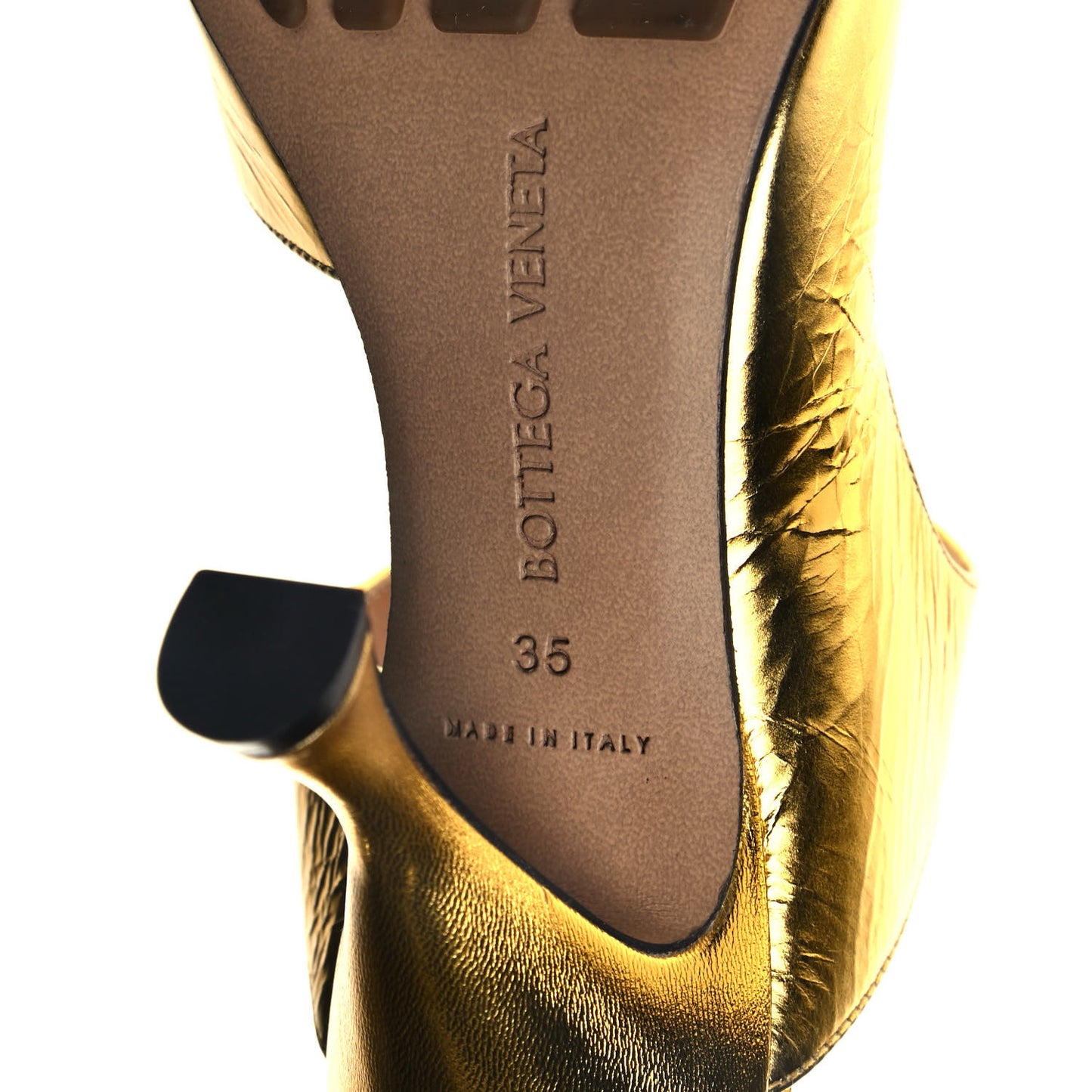 Vitello Lame Square Toe Sandals 35 Gold