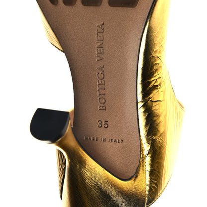 Bottega Veneta Vitello Lame Square Toe Sandals 35 Gold 6 of 8