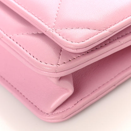 Chanel Lambskin Quilted Chanel 19 Wallet On Chain WOC Dark Pink 9 of 11