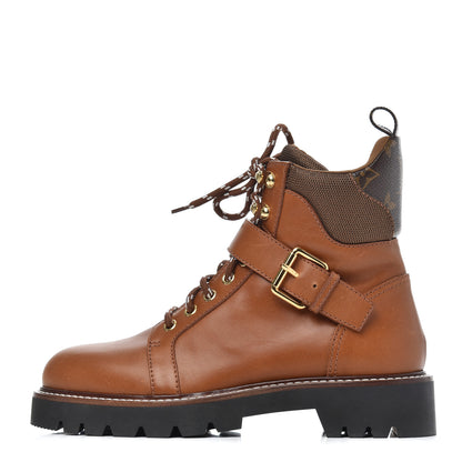 Louis Vuitton Calfskin Territory Ranger Combat Boots 37.5 Cognac 1 of 14