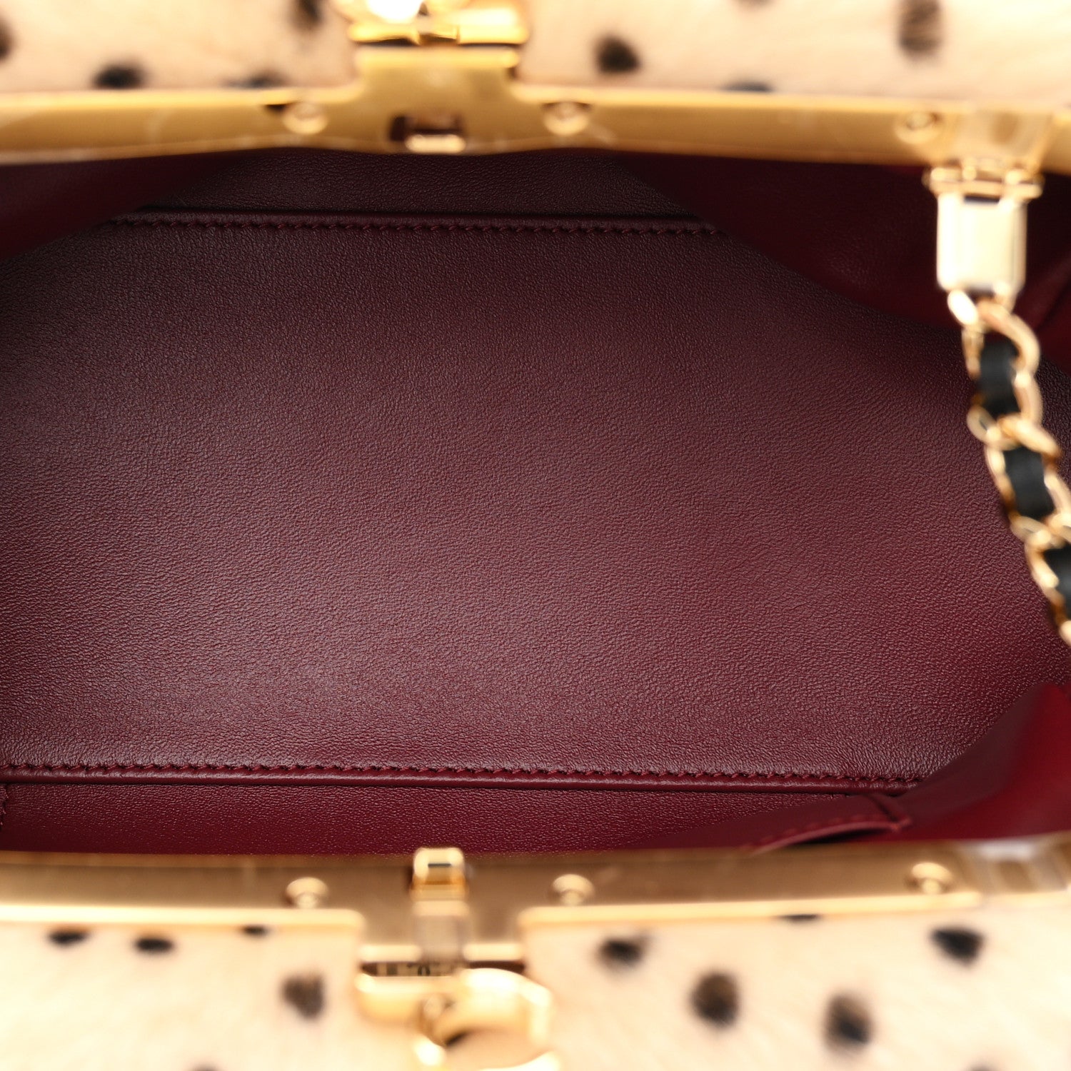 Chanel Pony Hair Cheetah Printed Lambskin Clutch With Chain Beige Black 5 of 11