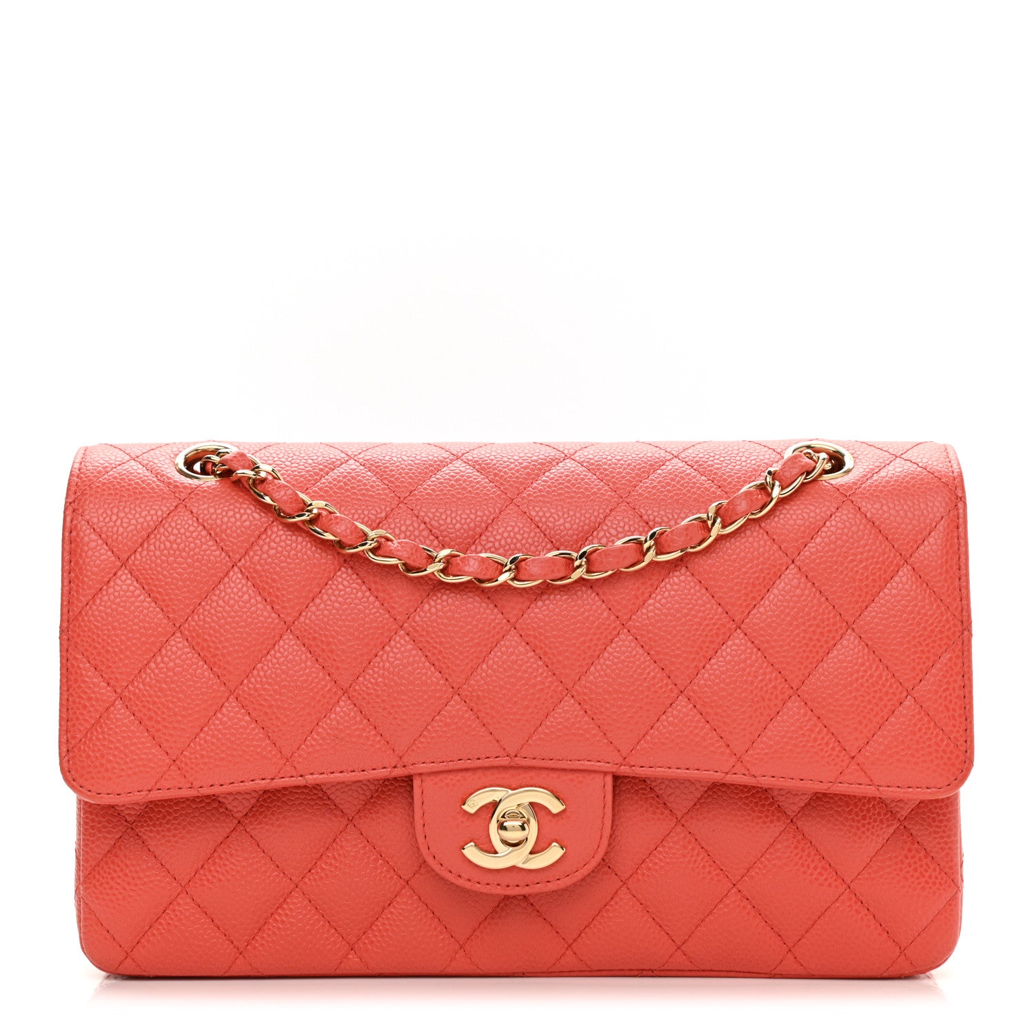 Chanel Caviar Quilted Medium Double Flap Light Red 1 of 10