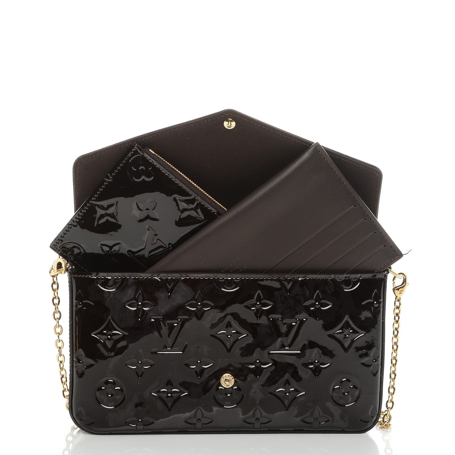 Louis Vuitton Vernis Pochette Felicie Chain Wallet Amarante 5 of 7