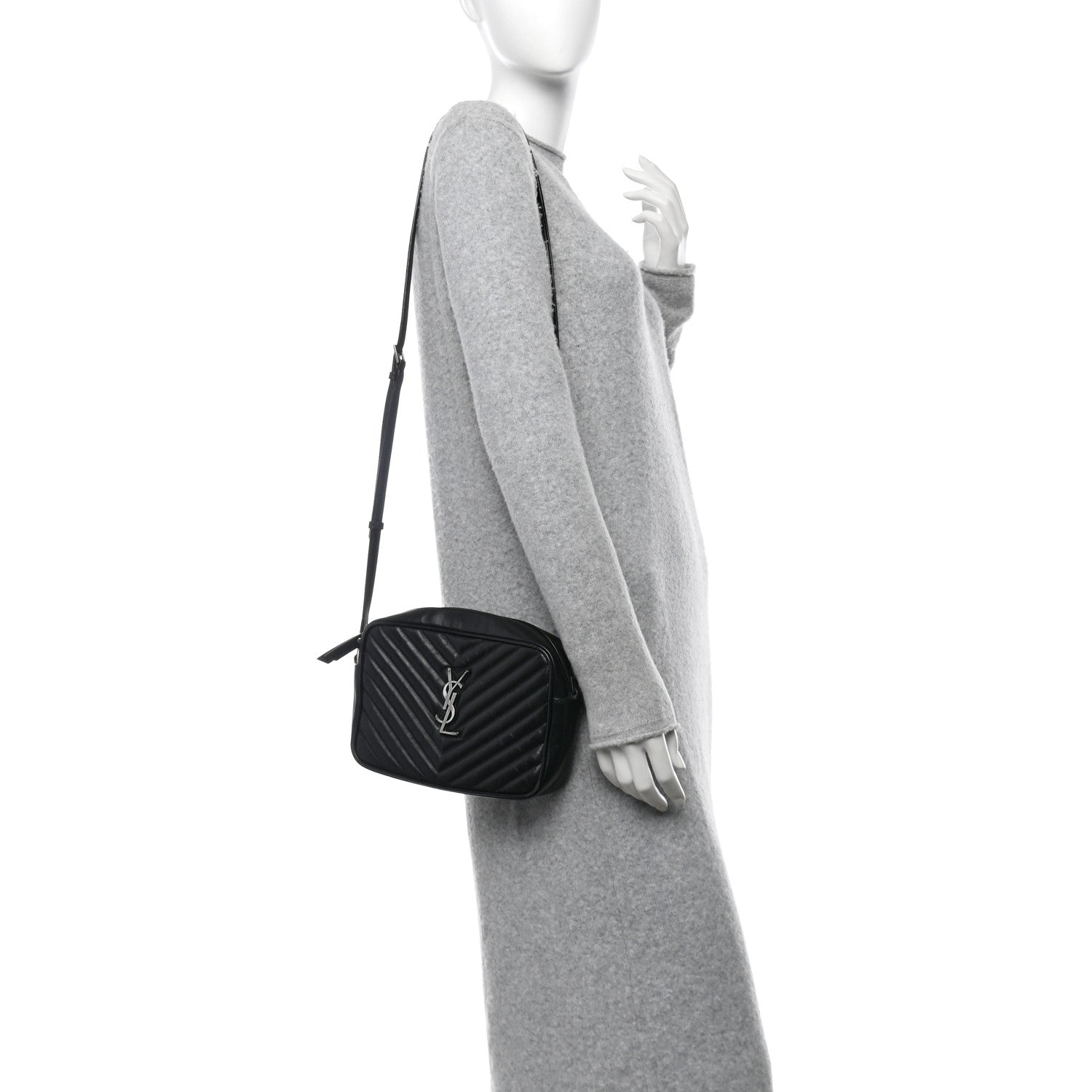 Saint Laurent Calfskin Matelasse Monogram Lou Camera Bag Black 2 of 12
