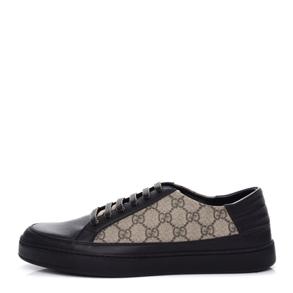 Gucci GG Supreme Monogram Mens Low Top Sneakers 9.5 Black Beige Ebony 1 of 11