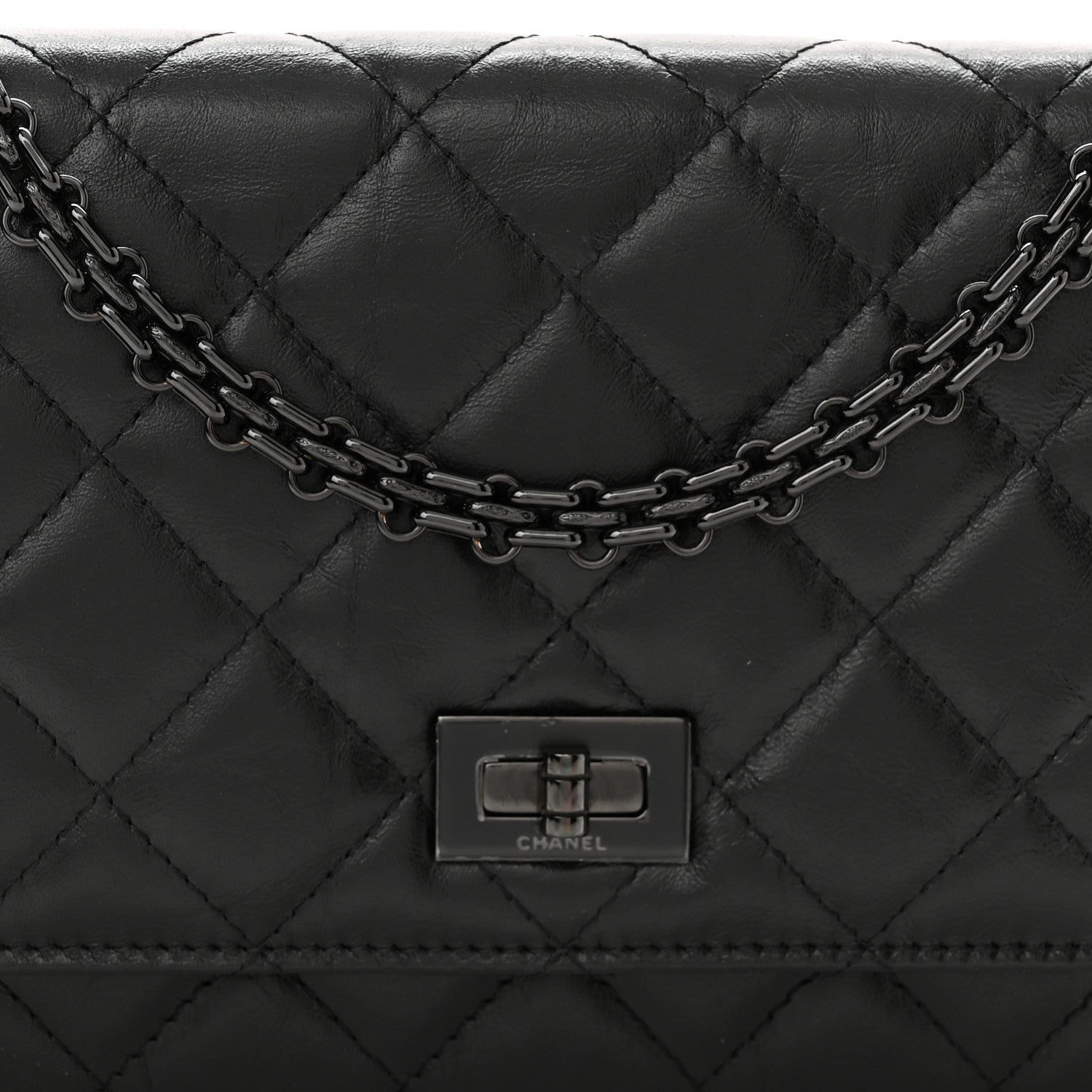 Chanel Aged Calfskin Quilted Reissue Wallet On Chain WOC So Black 9 of 11