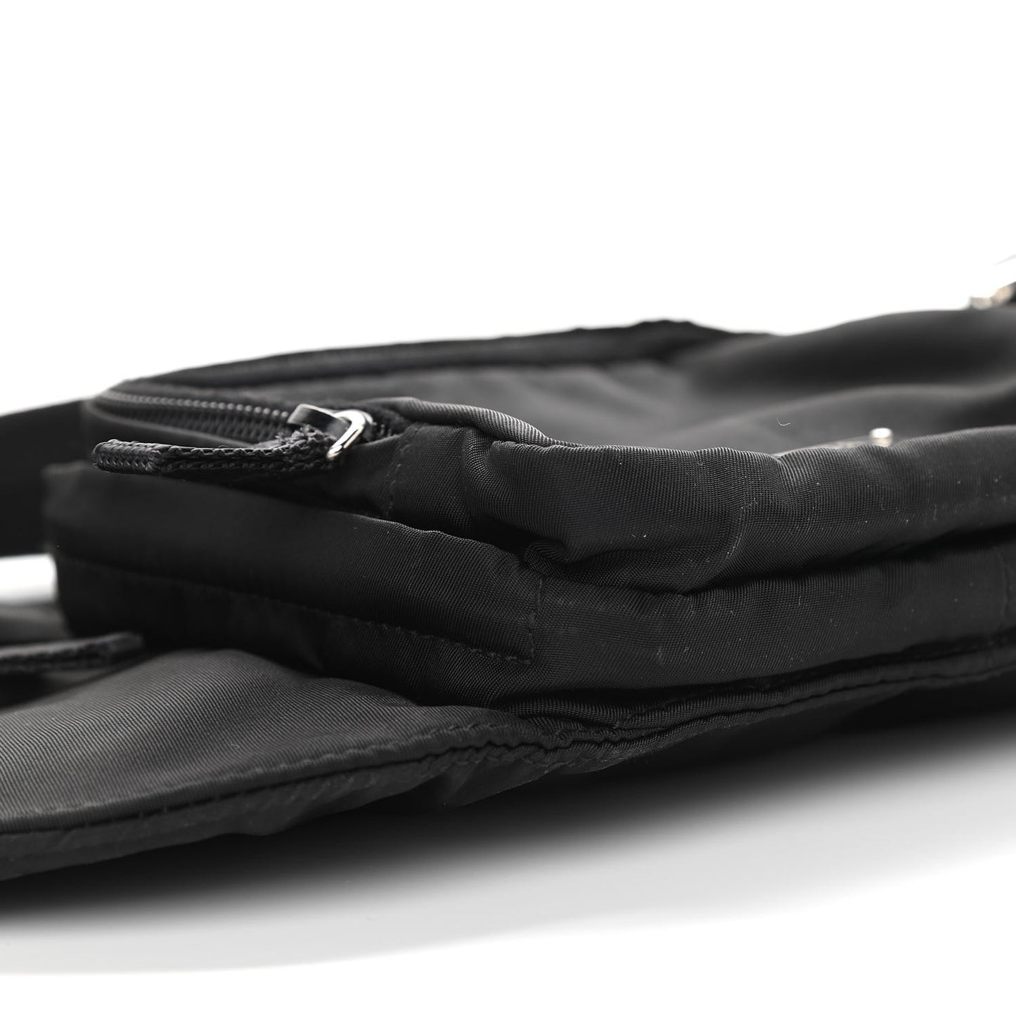 Nylon Metal Triple Pocket Belt Bag Black