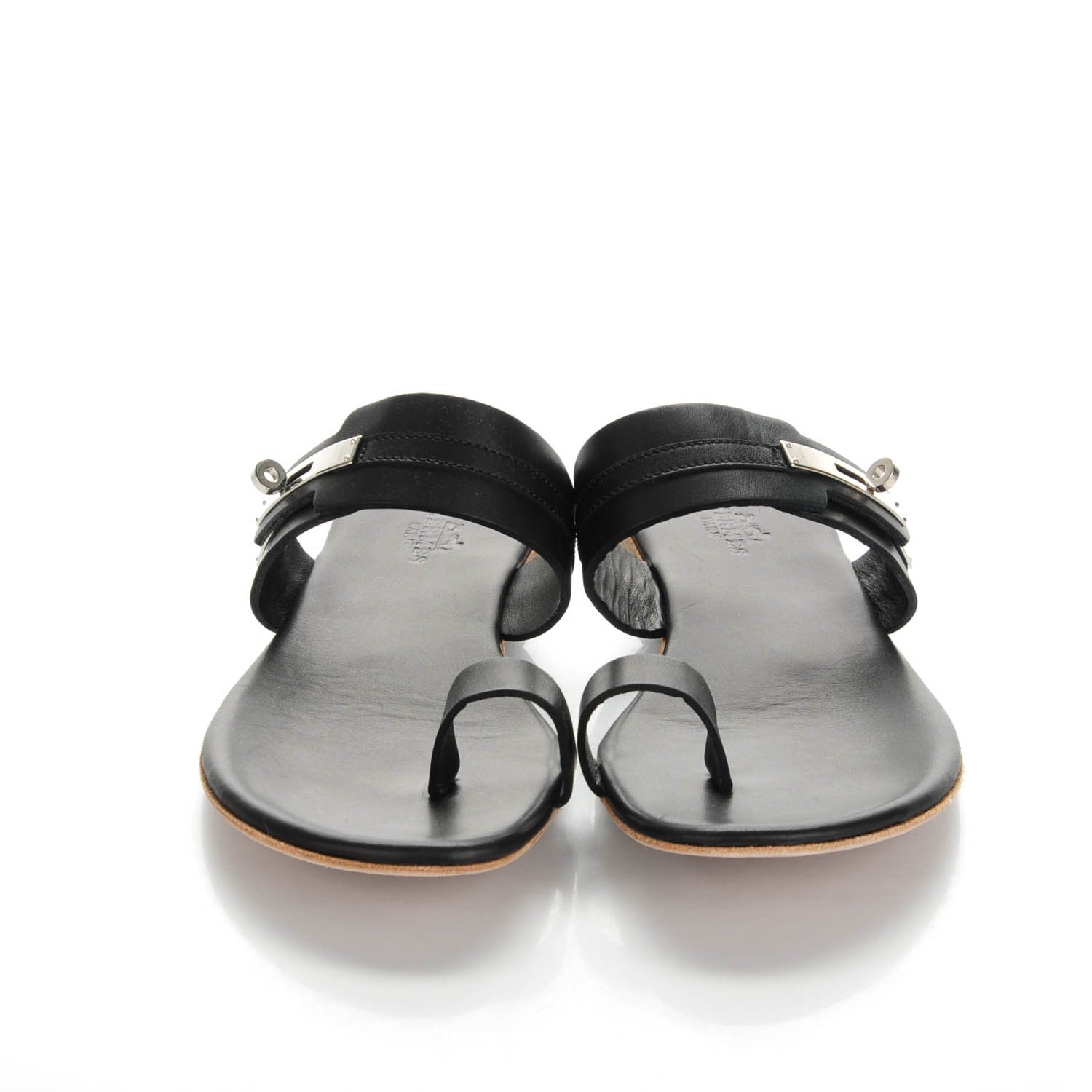 Hermes Lambskin Quasar Sandals 38 Black 2 of 7