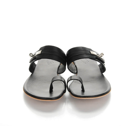 Hermes Lambskin Quasar Sandals 38 Black 2 of 7