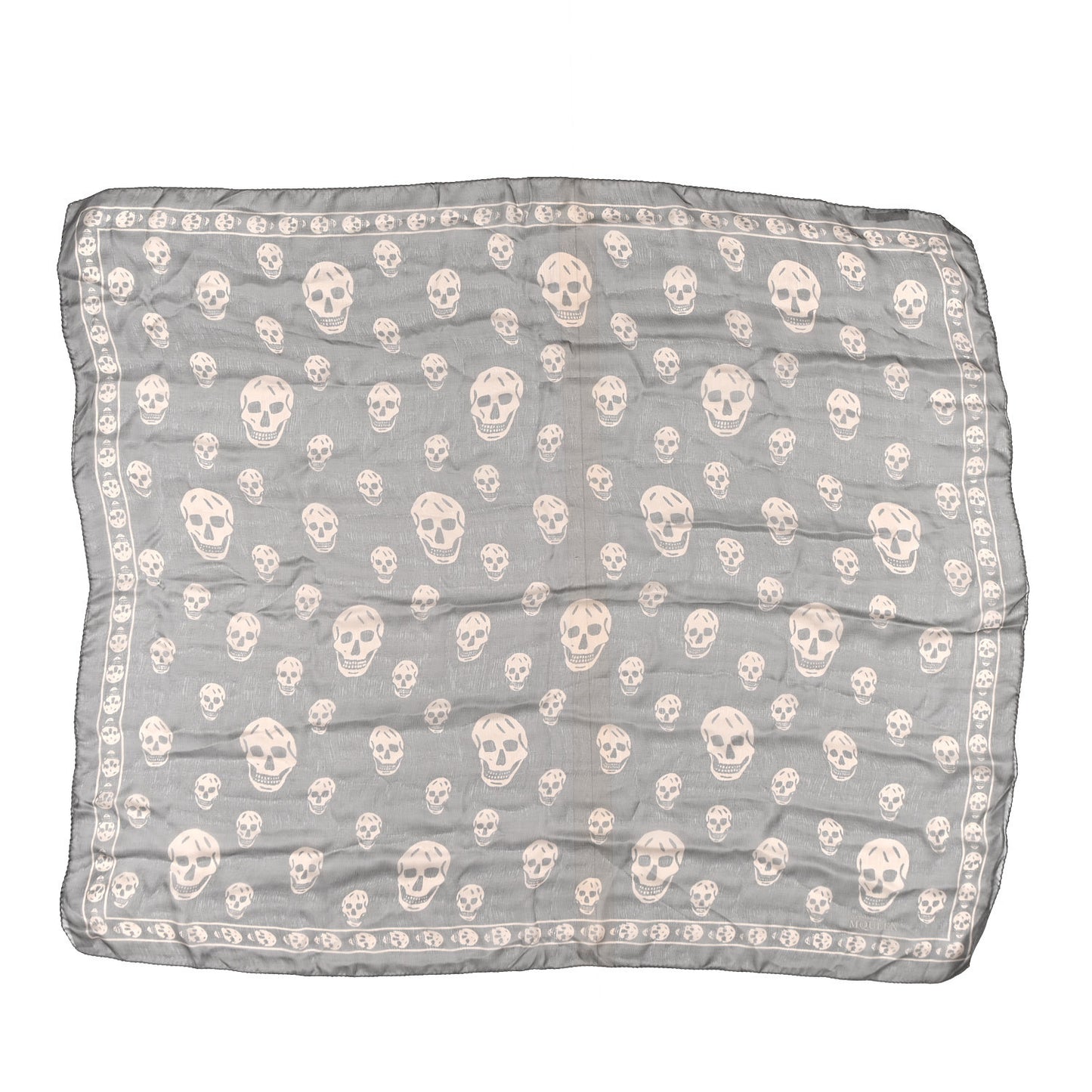 Silk Chiffon Skull Scarf Flannel Beige