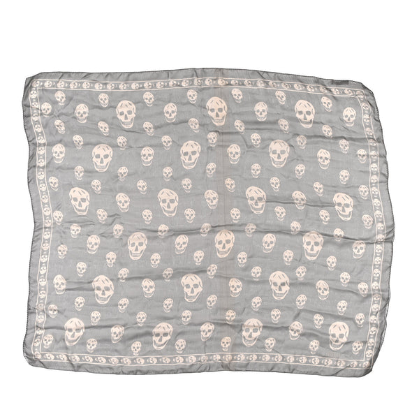 Alexander McQueen Silk Chiffon Skull Scarf Flannel Beige 1880643
