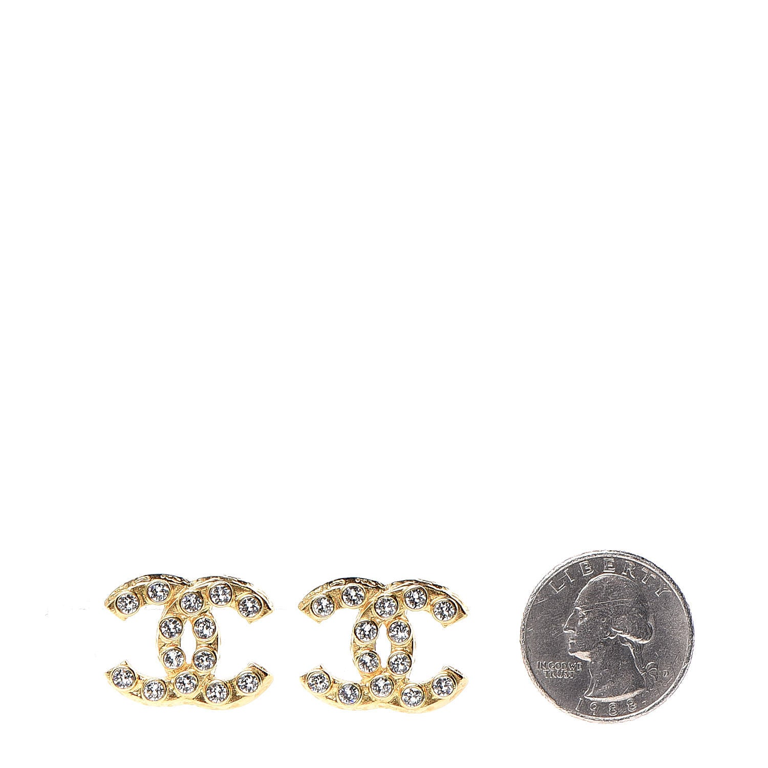 Chanel Crystal CC Earrings Gold 2 of 5
