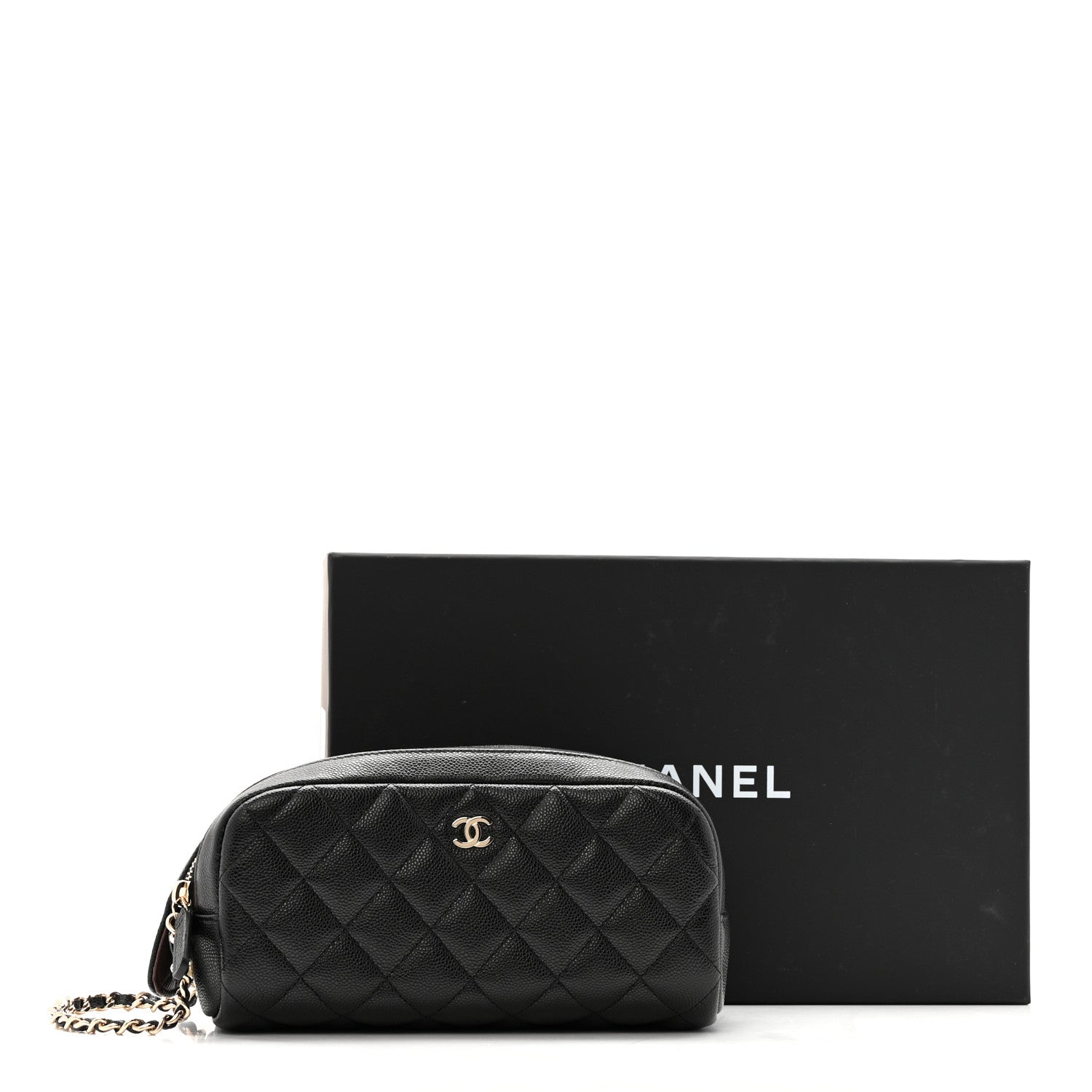 Chanel Caviar Quilted Toiletry Case With Chain Black 8 of 8
