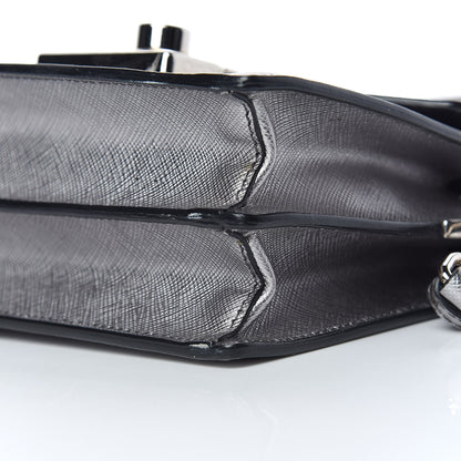 Prada Metallic Saffiano Lux Sound Crossbody Bag Cromo 6 of 9