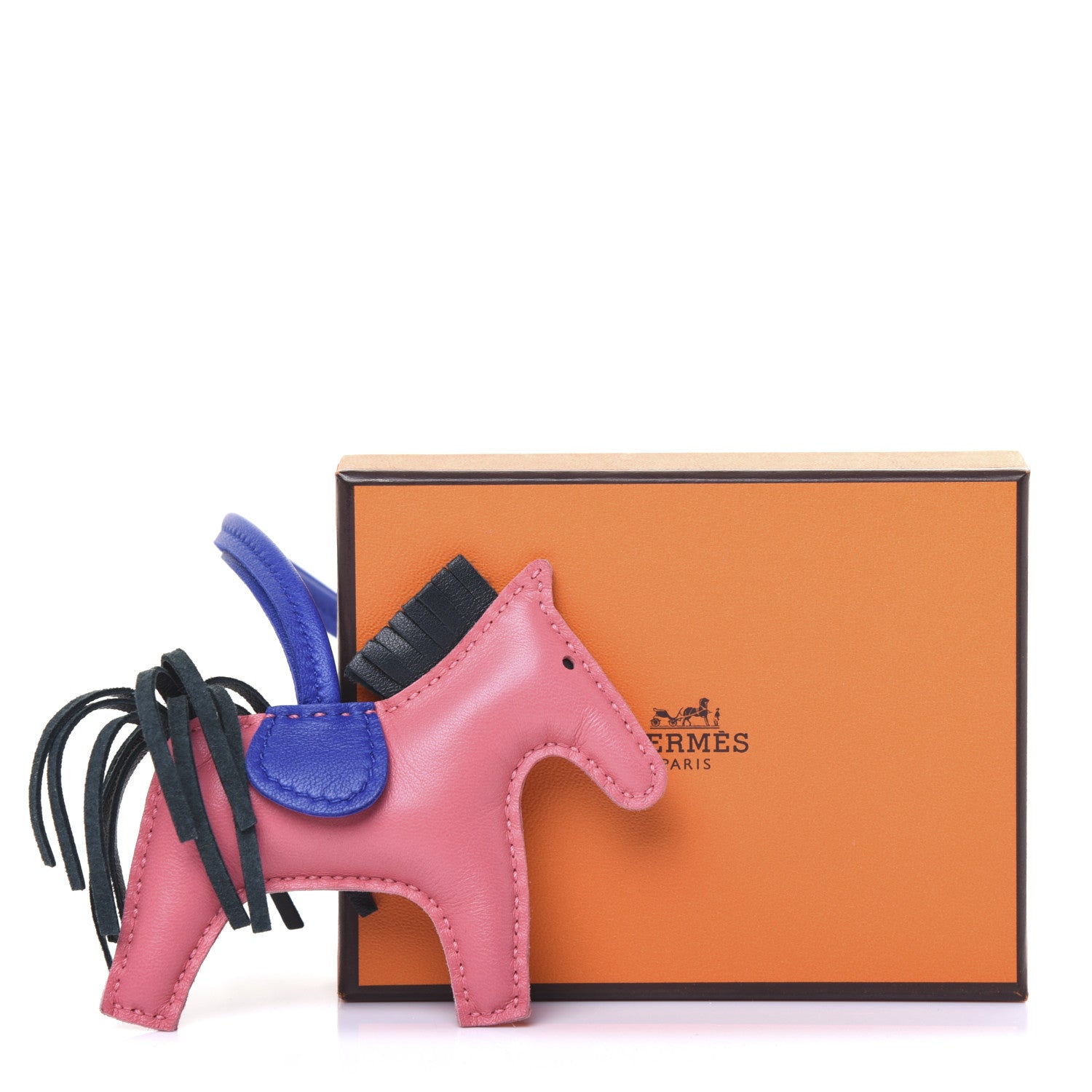 Hermes Milo Lambskin Grigri Rodeo Horse Bag Charm PM Rose Azalee Vert Cypress Bleu Electrique 7 of 7