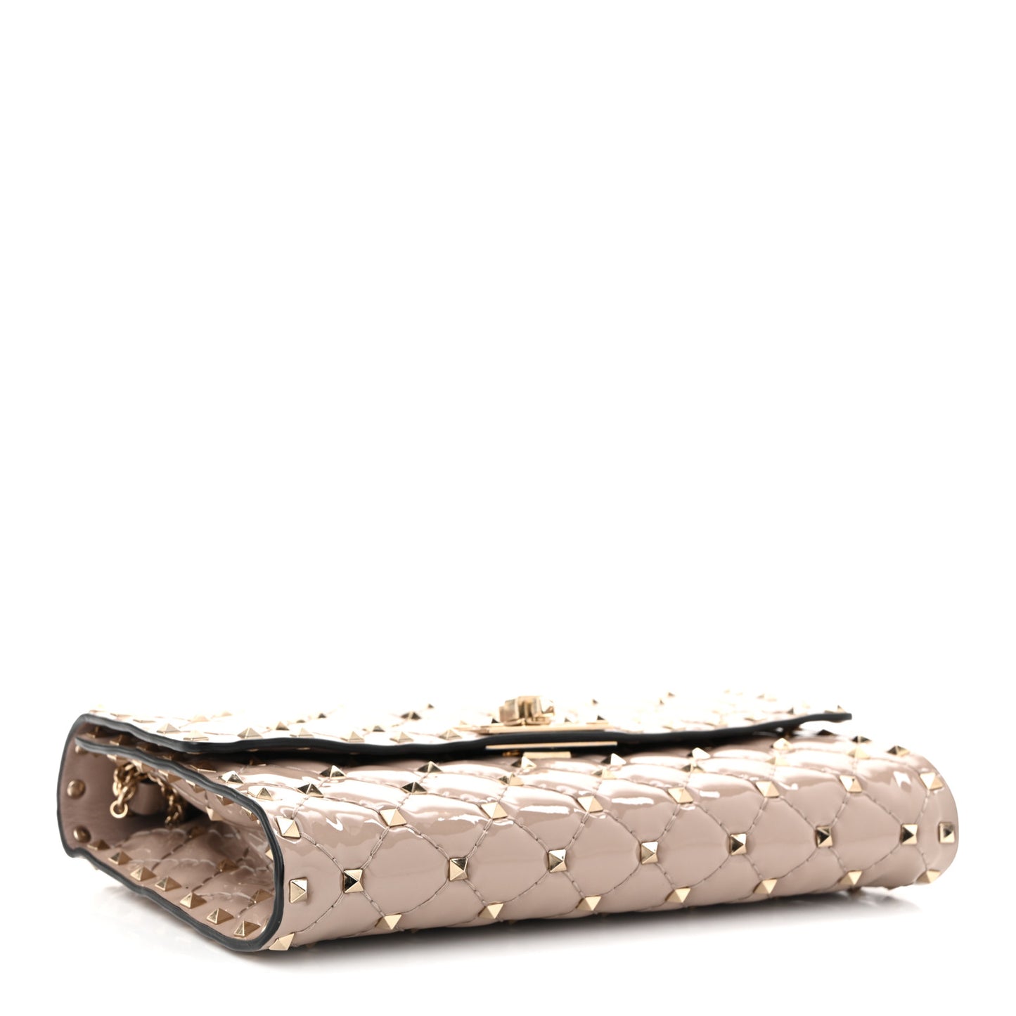 Patent Rockstud Spike Wallet on Chain Poudre