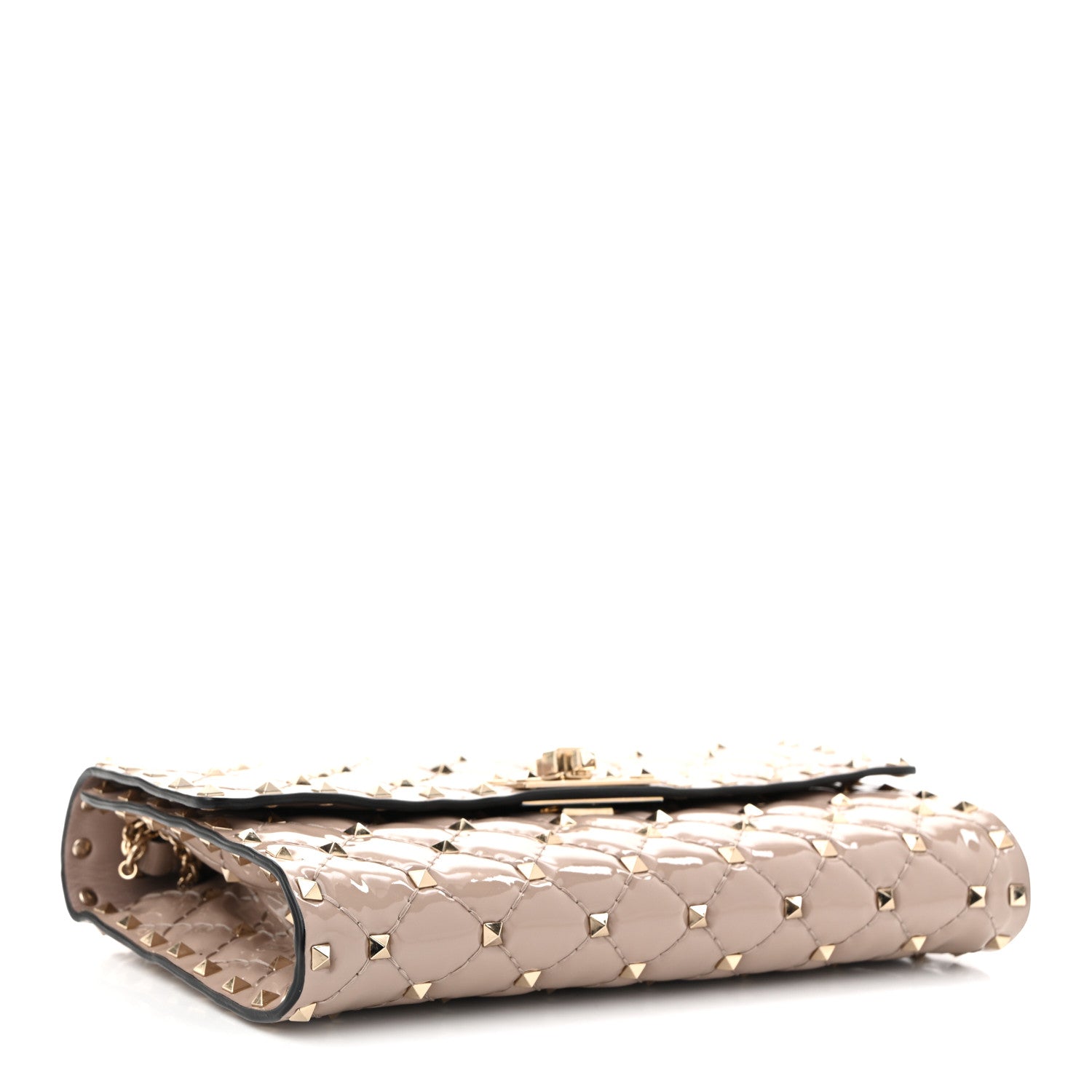 Valentino Garavani Patent Rockstud Spike Wallet on Chain Poudre 4 of 9