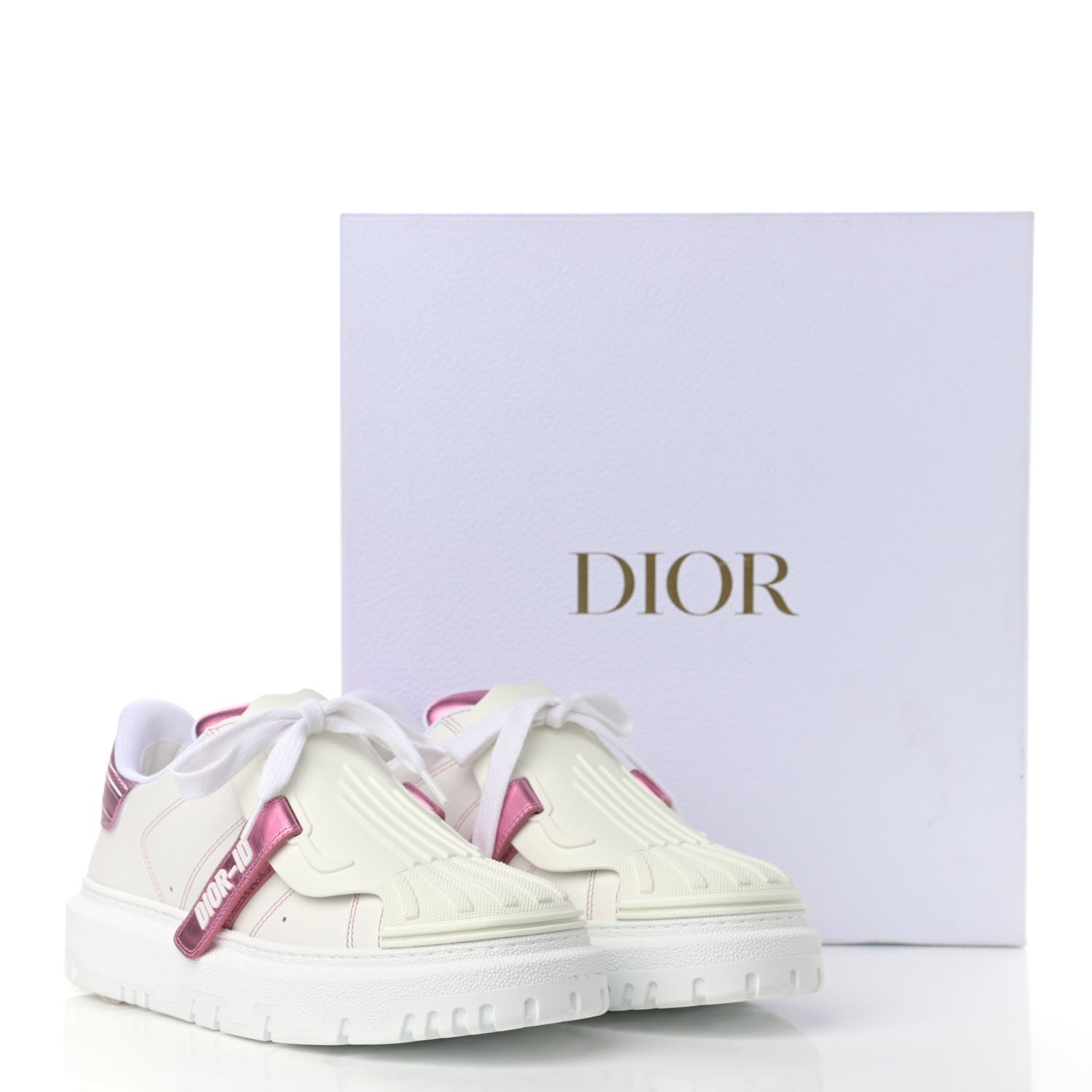 Christian Dior Laminated Calfskin Dior-ID Platform Sneakers 38 White Metallic Pink 9 of 9
