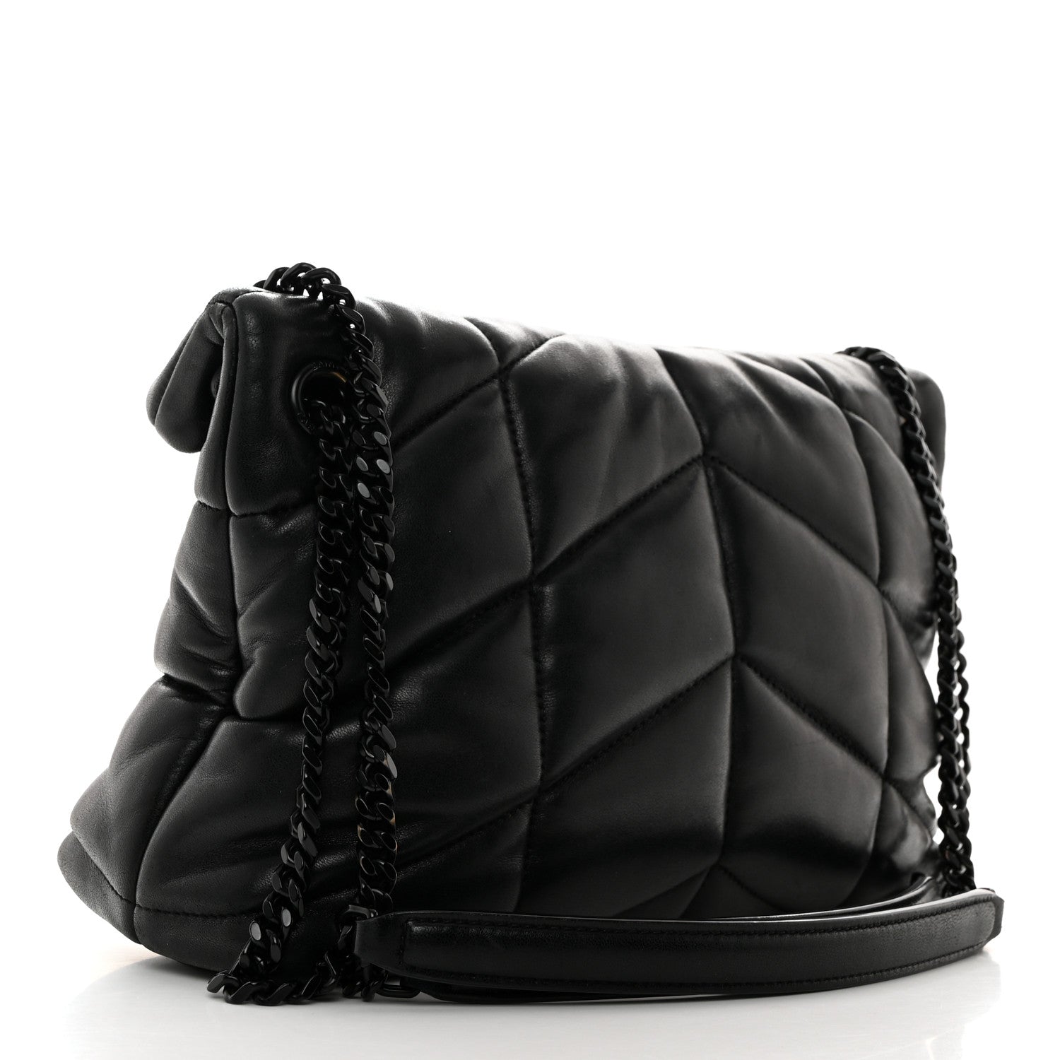 Saint Laurent Lambskin Quilted Monogram Monochrome Small Loulou Puffer Chain Satchel Black 3 of 10