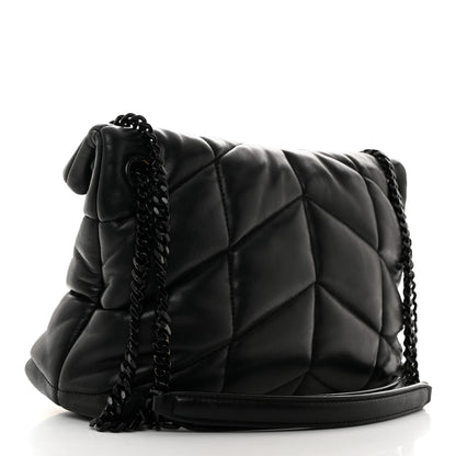 Saint Laurent Lambskin Quilted Monogram Monochrome Small Loulou Puffer Chain Satchel Black 3 of 10