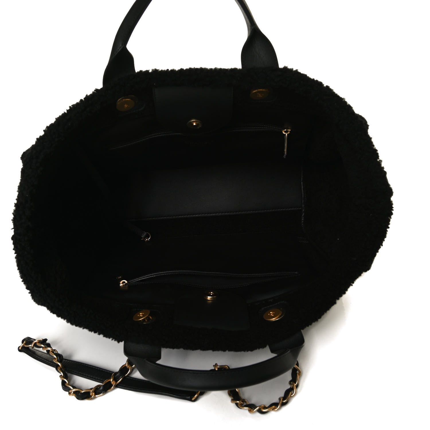 Chanel Shearling Large Deauville Tote Black 5 of 19