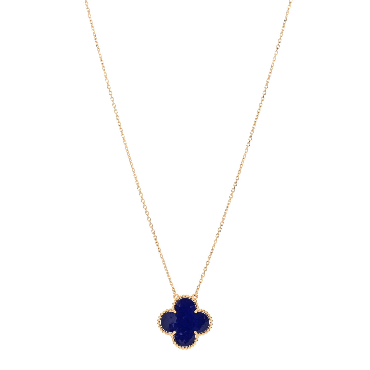 Van Cleef & Arpels 18K Yellow Gold Blue Sevres Porcelain Magic Alhambra Vendome Necklace 1 of 5